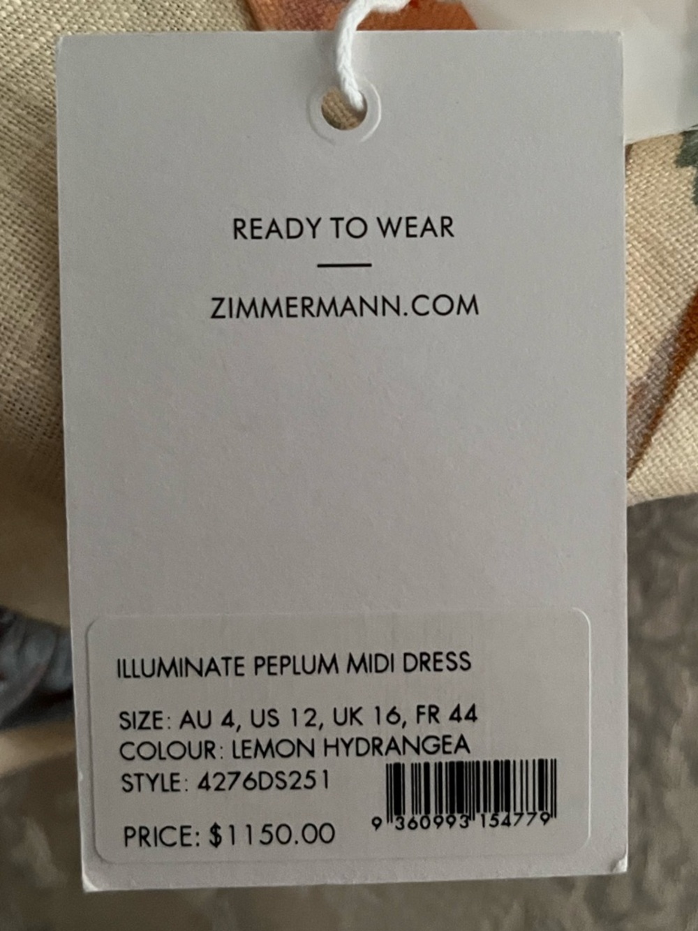 🎀Zimmermann Illuminate🎀 Peplum Pale Yellow Floral Midi Dress(AU4/US12) - Picture 3 of 6